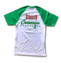 Laden Sie das Bild in den Galerie-Viewer, KRAUTMOTORS "StarrWars Raglan" T-Shirt Grün/Weiß