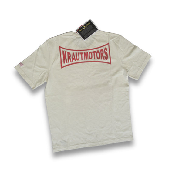 Krautmotors "Dreck Strip" T-Shirt Blau/Creme/Braun