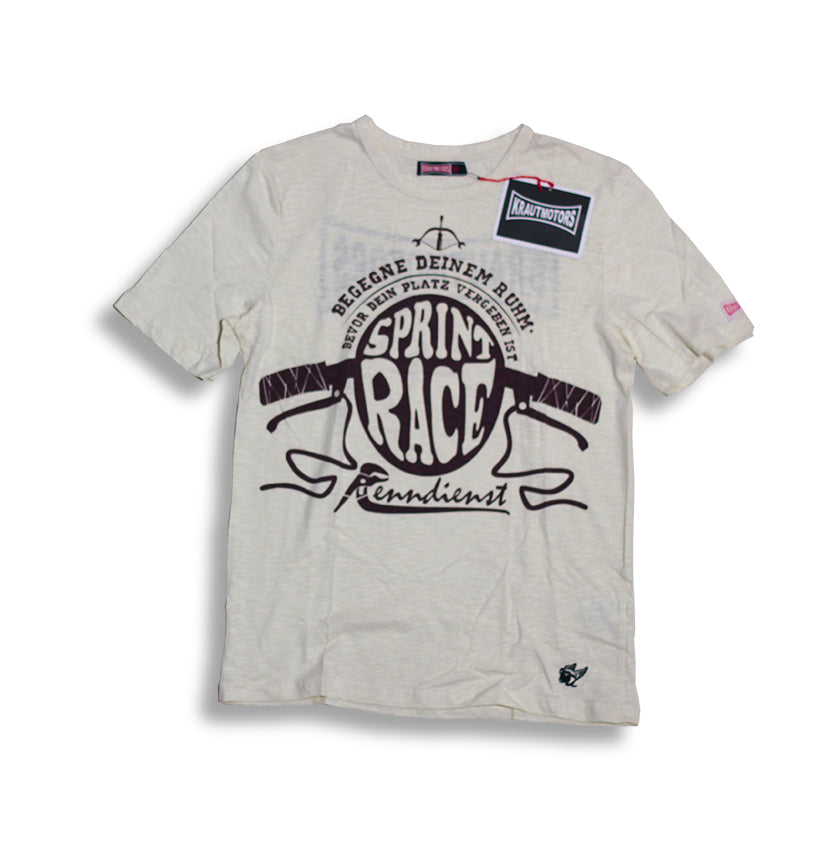 KRAUTMOTORS "Sprint Race" T-Shirt Blau/Oliv/Creme/Braun