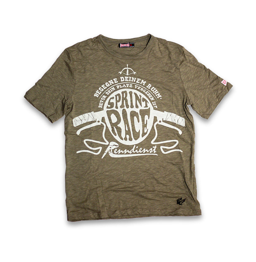 KRAUTMOTORS "Sprint Race" T-Shirt Blau/Oliv/Creme/Braun