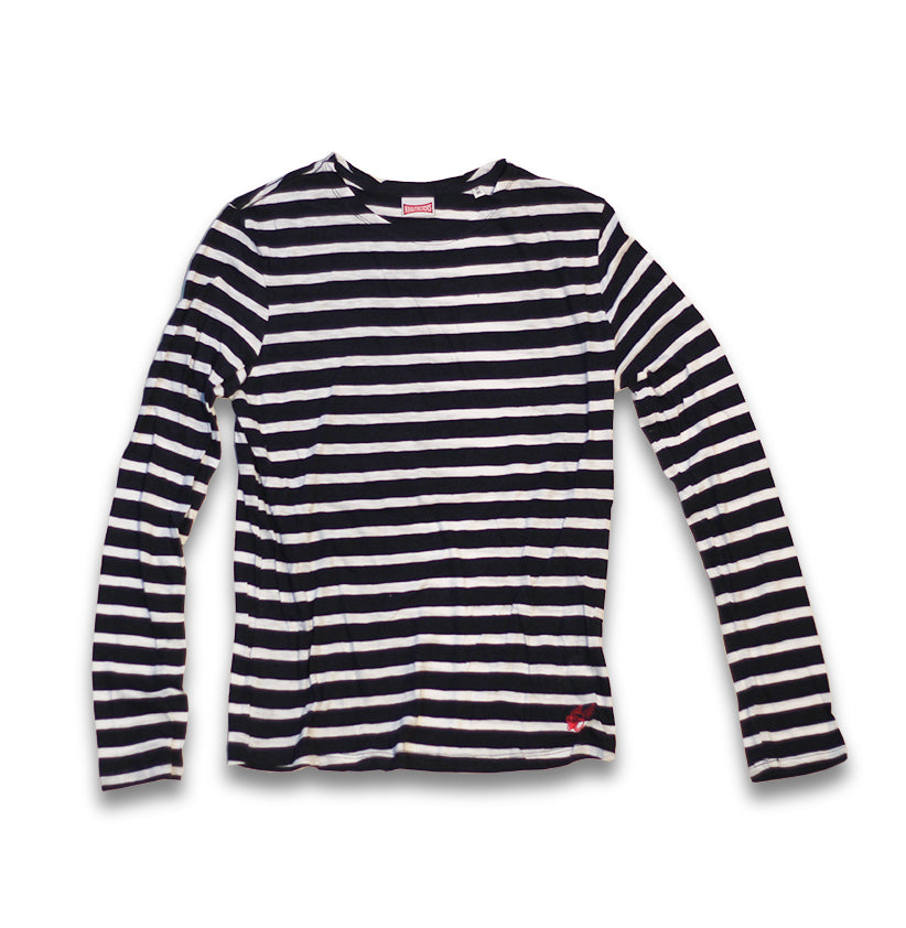 KRAUTMOTORS "Ringelshirt" Langarm blau/weiß