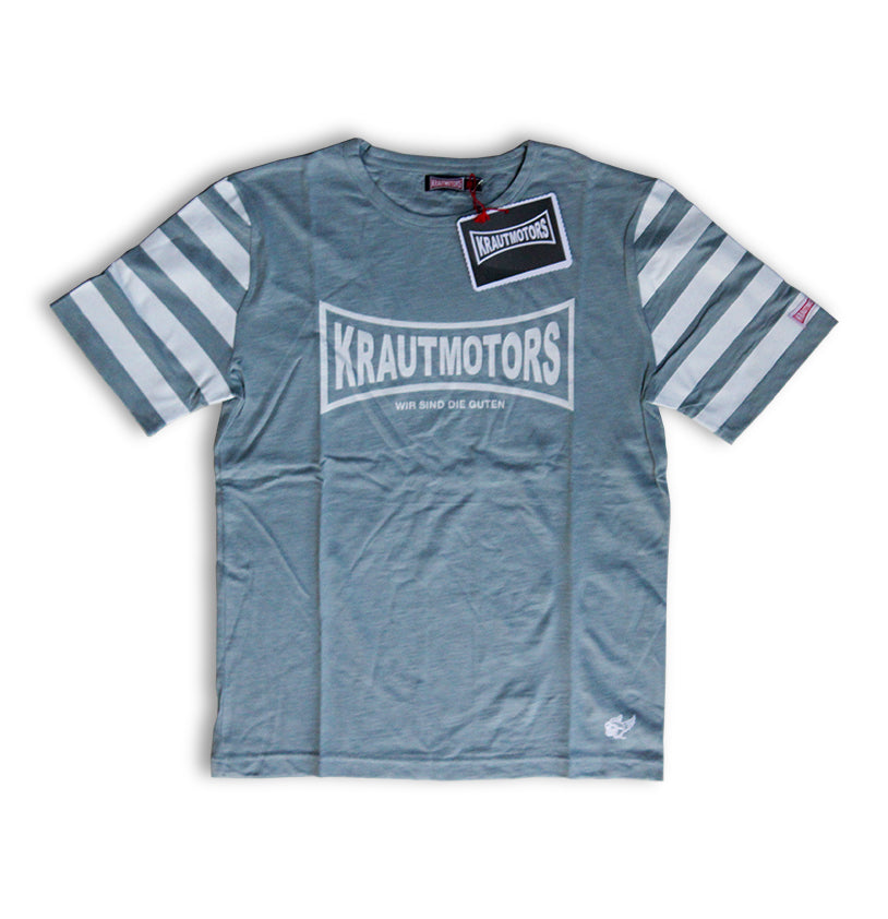 Krautmotors "Wir sind die Guten" Streifenarm T-Shirt Blau/Creme