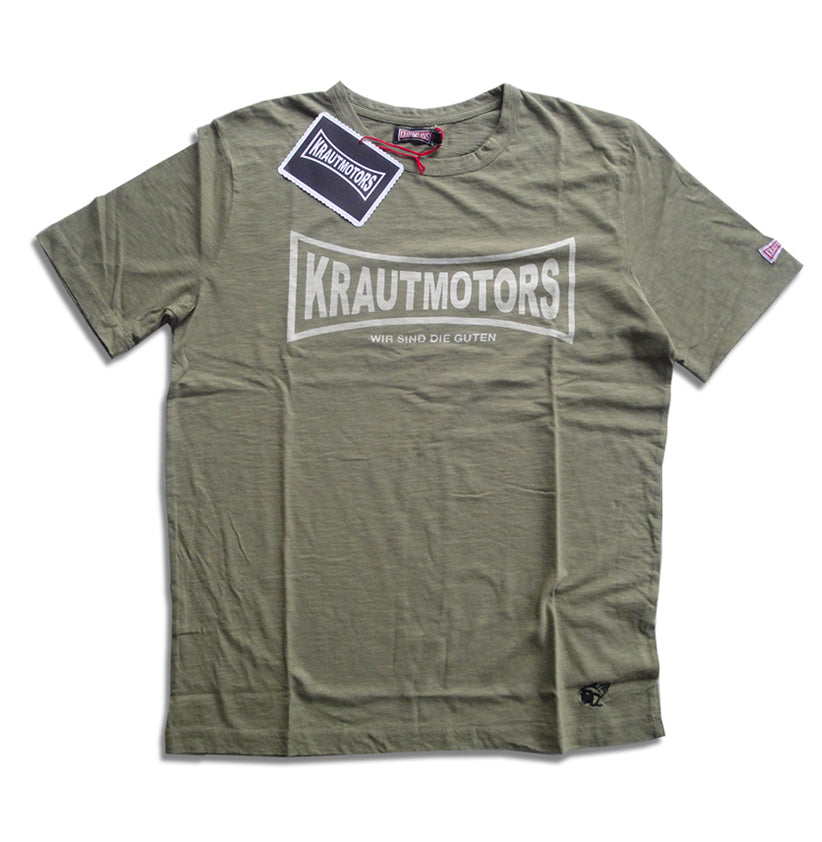 Krautmotors "Wir sind die Guten" T-Shirt Blau/Oliv/Creme/Braun